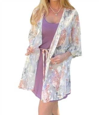 Greek Archaic Kori Floral Printed String Waist Kimono In Multi