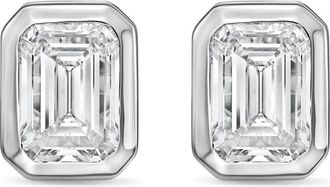 Diana M. Jewels 14Kt White Gold 3.00 cts Lab Grown Emerald Diamond Bezel Studs