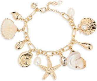 BaubleBar Linda Shell Charm Bracelet in Gold at Nordstrom