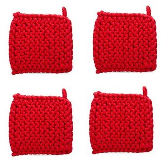 Tag Red Crocheted Cotton Trivet Potholder Set of Four Heat Resistant at Nordstrom