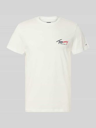Tommy Jeans Slim Fit T-Shirt aus reiner Baumwolle in Offwhite, Gr&ouml;&szlig;e XXL