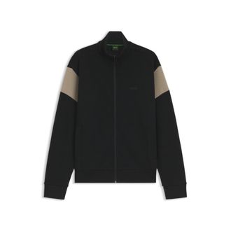 BOSS Zippered cotton-blend sweatshirt with contrast inserts