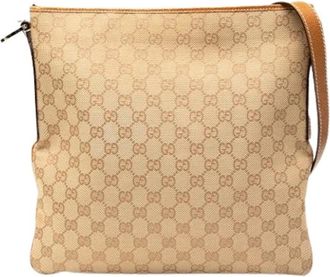 Gucci Pre-owned Cross Body Bags, female, Beige, Size: ONE SIZE Pre-owned Canvas Cross Body Bag