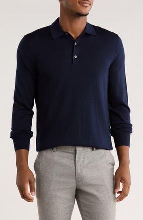 Brooks Brothers Swift Merino Wool Long Sleeve Polo in Navy at Nordstrom Rack, Size Xx-Large