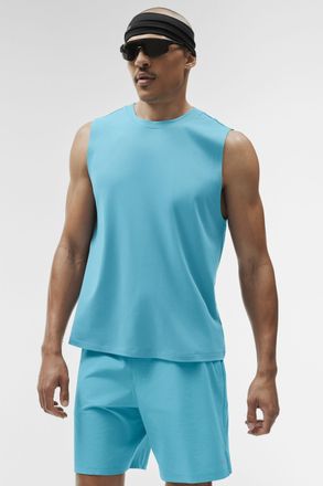 Alo | Conquer Muscle Tank Top in Blue Breeze, Size: Medium