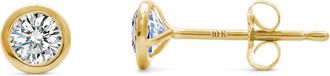 MAX + STONE Solid 10k Yellow Gold 1/2 cttw Lab Grown Diamond 5MM Round Bezel Stud Earrings
