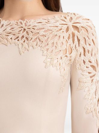 Gemy Maalouf beaded-neckline gown - Neutrals