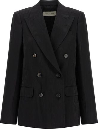 Dries Van Noten Black Textured Peaked Lapel Blazer