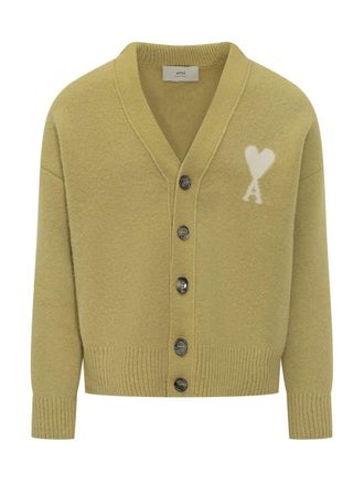 Ami Ami Alexandre Mattiussi Cardigan With Green Heart Logo