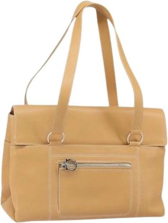Ferragamo Pre-owned Schoudertas - Dames - Vintage Schoudertas - Beige - ONE Size - Leer - Vintage