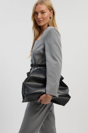 Karen Millen Womens Tailored Marl Belted Square Neck Blazer - Grey - Size 10 UK