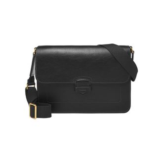 Fossil mens bag Lennox, LiteHide black leather messenger bag, l: 35.6 cm, w: 5.1 cm, h: 25.4 cm, MBG9613001