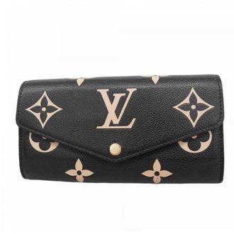 Louis Vuitton Beige Black Long Wallet (Bi-Fold) (Pre-Owned)