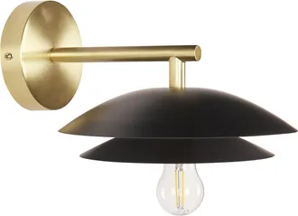 Beliani Beliani - L&aacute;mpara De Pared Moderna Glamour Iluminaci&oacute;n Decorativa Base De Metal Dorado Pantalla C&oacute;nica Negro Lasolo