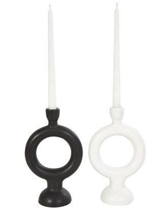 CosmoLiving by Cosmopolitan Cosmoliving By Cosmopolitan Set Of 2 Contemporary Candle Holders