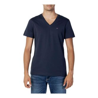 Tommy Jeans Tops, Heren, Blauw, 2Xl, Heren Blauw V-hals T-shirt