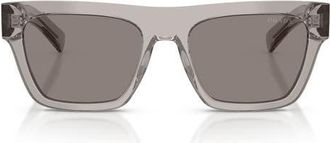 Prada 55mm Rectangular Sunglasses in Grey Transparent /Dark Grey at Nordstrom