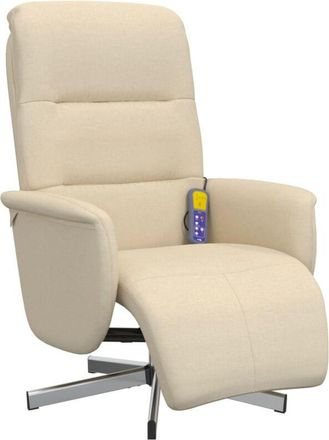vidaXL Vidaxl - Sill&oacute;n Reclinable De Masaje Con Reposapi&eacute;s Tela Color Crema