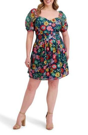 Kensie Floral Print Fit & Flare Minidress in Multi at Nordstrom Rack, Size 1X