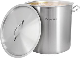 MegaChef Professional Kitchen 52.8 Quart Round Stainless Steel Stock Pot with Lid