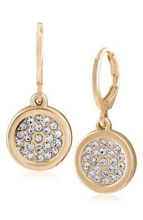 Jardin Pav&eacute; Crystal Drop Huggie Hoop Earrings in Clear Gold at Nordstrom Rack