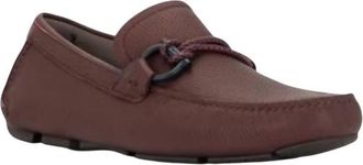 Ferragamo Mens Flat Leather Loafers In Purple-Red