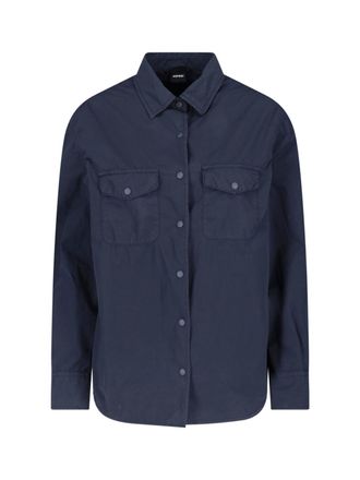 Aspesi Dark Navy Relaxed Fit Flap Shirt