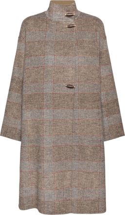 Elena Miro Loose Boxy High Collar Toggle Wool-Blend Coat