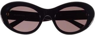 Balenciaga 55mm Oval Sunglasses in Black Black Grey at Nordstrom Rack