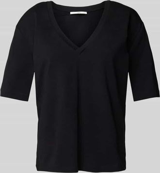 Lanius Lanius T-Shirt mit V-Ausschnitt in Black, Gr&ouml;&szlig;e 36