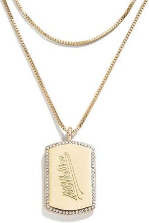 WEAR by Erin Andrews x Baublebar Oakland Athletics Dog Tag Necklace in Gold at Nordstrom
