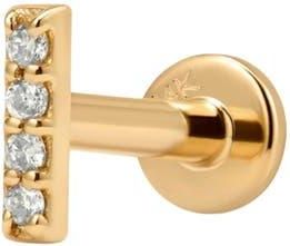 Made by Mary 14k Diamond Bar Stud Earring (Flat Back) - Single in 14K Solid Gold at Nordstrom