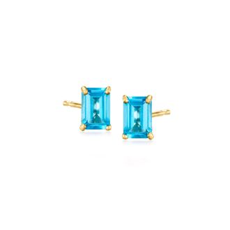 RS Pure by Ross-Simons Swiss Blue Topaz Stud Earrings in 14kt Yellow Gold