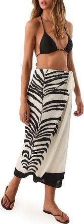 Vix Flora Placement Print Cotton Cover-Up Pareo in Multi at Nordstrom, Size X-Large