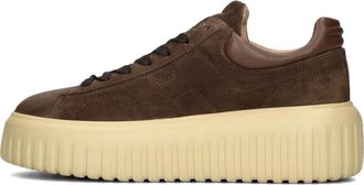 Hogan Brown Suede Trainers with H-stripes