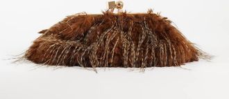 Glamorous pochette con chiusura a scatto in pelliccia sintetica marrone