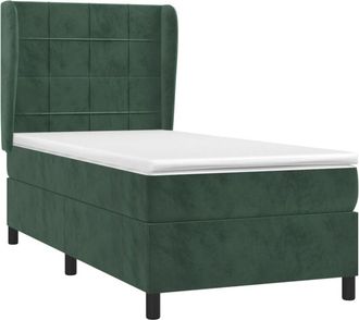 vidaXL Vidaxl - Cama Box Spring Con Colch&oacute;n Terciopelo Verde Oscuro 90x200 Cm