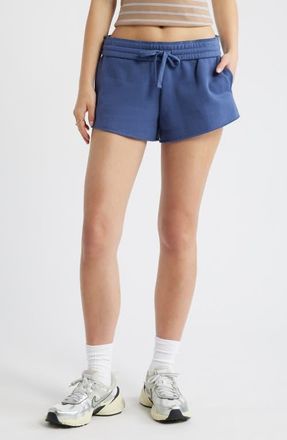 BP. Foldover Fleece Mini Sweat Shorts in Blue Indigo at Nordstrom, Size Xx-Small