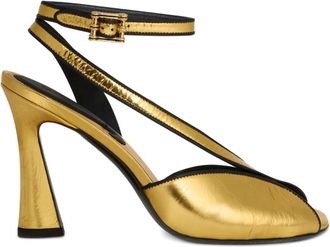 Etro 90 mm sandalen met enkelbandje, gebarsten effect en hak - Goud