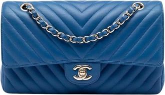 Chanel Pre-owned Vintage Quilted Shoulder Bag - Dames - Vintage Schoudertas - Blauw - ONE Size - Leer - Vintage