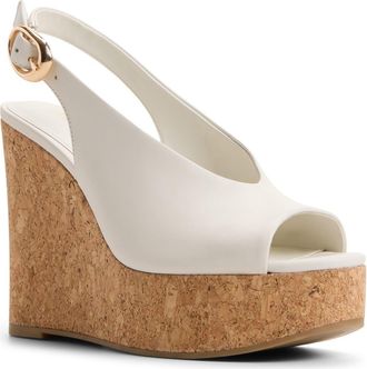 Aldo Tatianah Platform Wedge Sandal in White/Bone at Nordstrom, Size 7.5