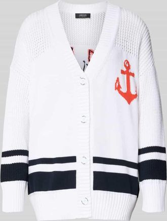 Marc Cain Cardigan mit &uuml;berschnittenen Schultern und V-Ausschnitt in Weiss, Gr&ouml;&szlig;e 34