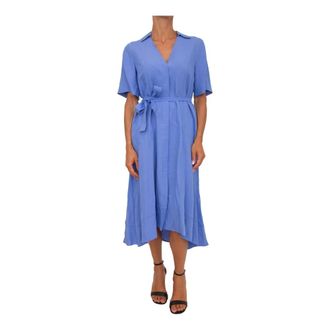 Marella Abito Azzurro - Dames - Shirt Kleedjes - Blauw - S - Linnen - Kleedjes