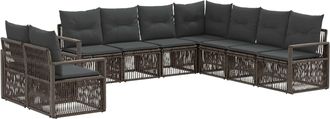 vidaXL Conjunto De Sof&aacute;s De Jard&iacute;n 9 Uds. Gris Rat&aacute;n Sint&eacute;tico Vidaxl
