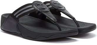 FitFlop Fitflop Walkstar Webbing Womens Flip Flops - (Black) Textile - Size UK 7