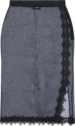 GCDS lace trim skirt - women - Polyethylene - 36 - Black