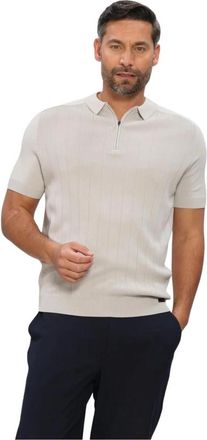 Genti Polo Zip SS 1260 - Heren - Polos - Beige - 2XL - Tops