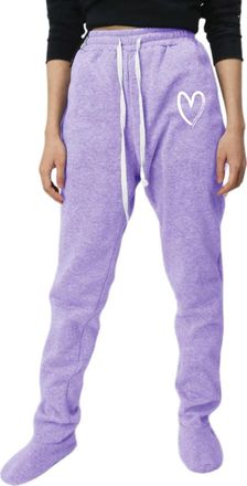 Generic Cuffed Joggers Womens Women Footed Pajama Sweatpants Solid Pjs Classic Comfy Christmas Drawstring Sweatpant with Foot Sherpa Fleece Lined Sleepwear fo