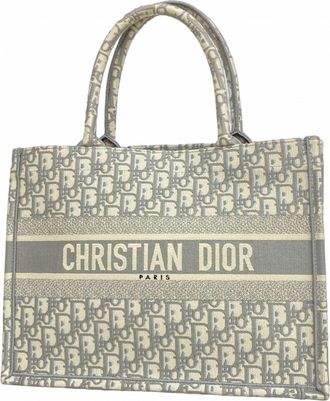 Dior Gray White Canvas Tote Bag (Pre-Owned)