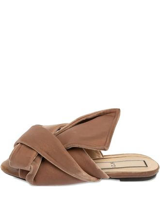 N°21 Pre-owned knotted velvet slide sandals - Neutrals